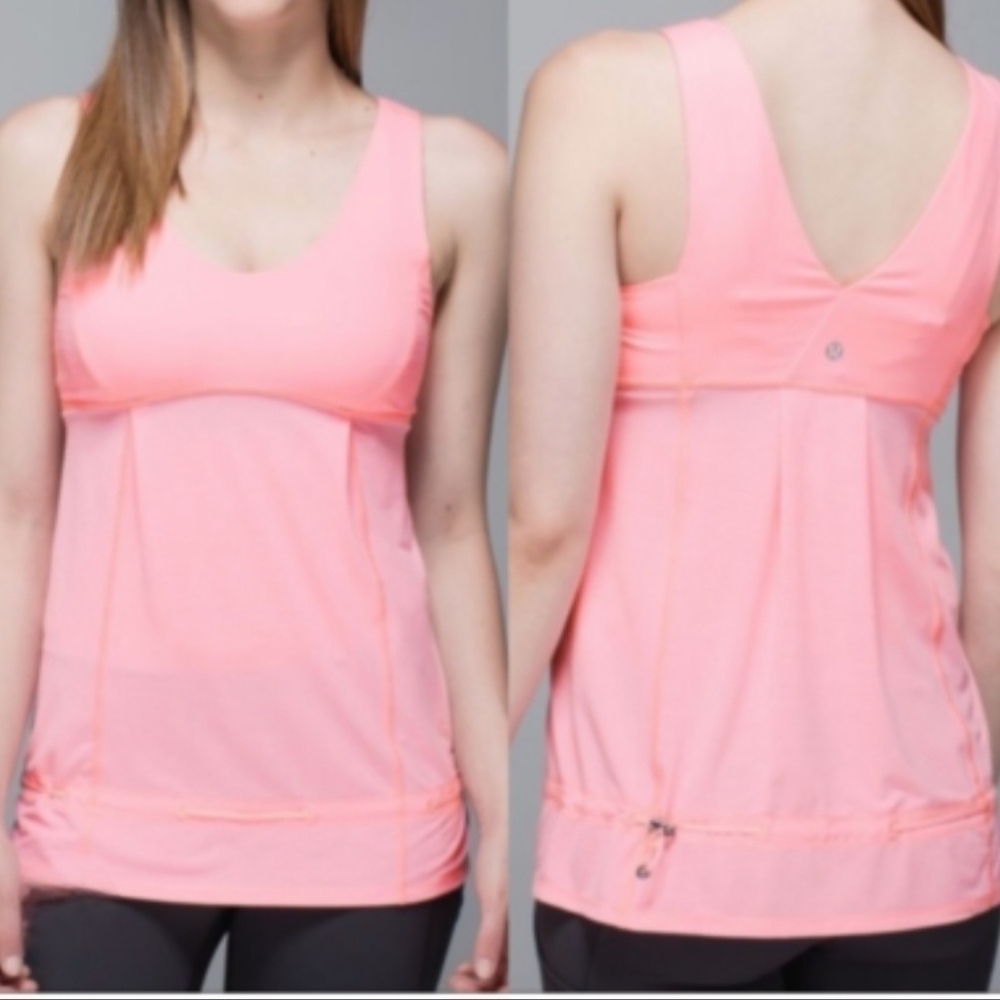 Lululemon Hustle & Bustle Tame Me Tank Top Pink Coral Peach 6 Yoga Running Sport